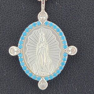 925 Sterling Silver Virgen Pendant Necklace – New with Tags